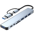 Aluminium Alloy 8‑in‑1 USB‑C Docking Hub with Dual‑Head Support, PD Charging & SD Card Reader – Compatible with Laptop, Phone & iPad