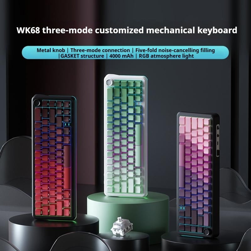 Compact Hot‑Swappable Wireless Mechanical Keyboard with RGB Lighting, 4000 mAh Battery & Rotary Knob