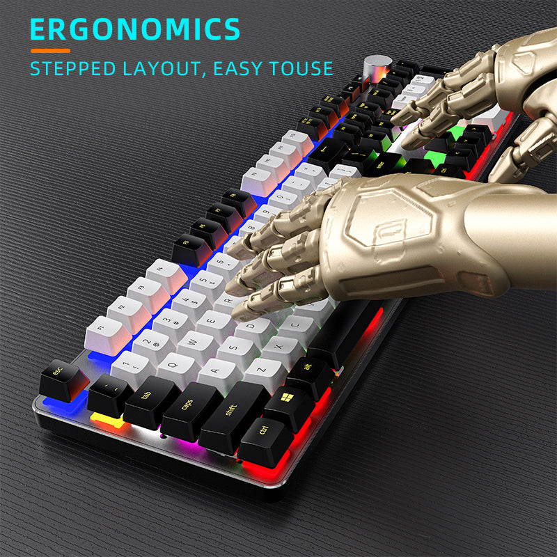 Premium 104‑Key RGB Wired Mechanical Gaming Keyboard with Silent Red Switches
