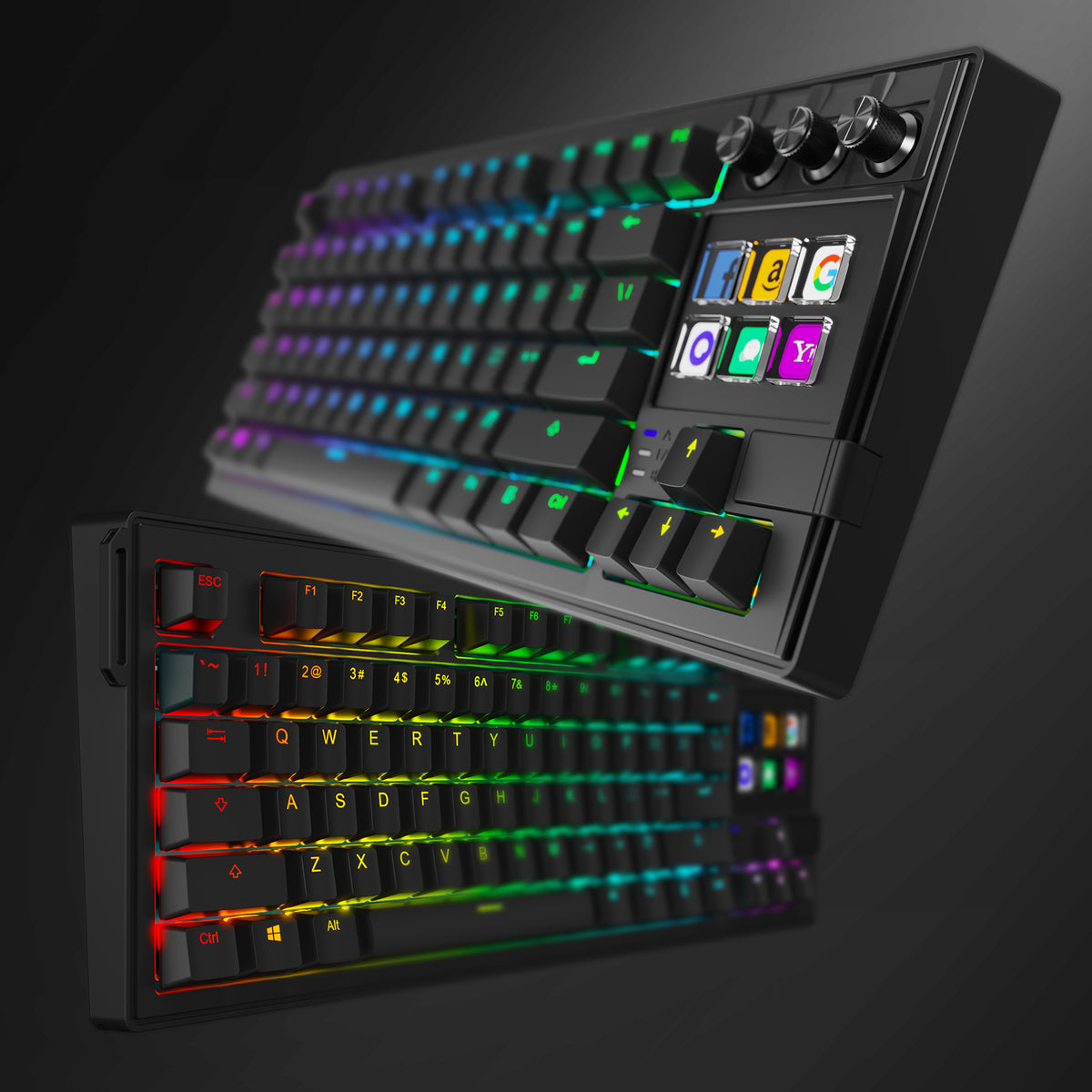 MiraBox K1Pro Gasket Mechanical Keyboard – LCD Keys, Programmable Knobs, RGB Lighting for Video Editing