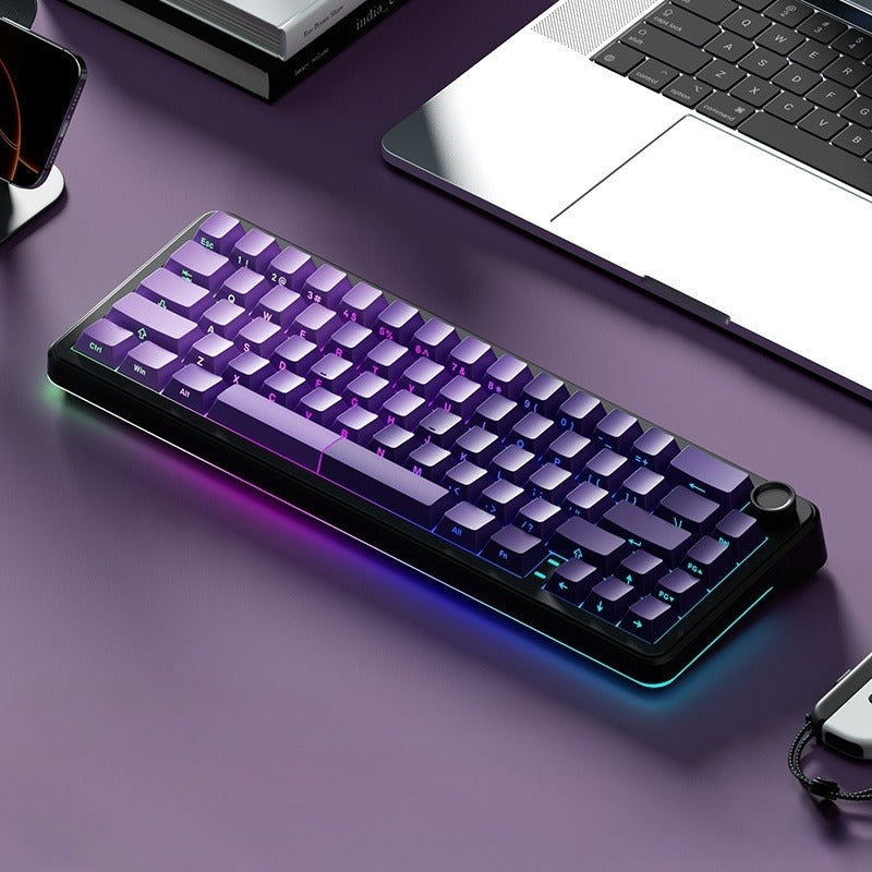 Compact Hot‑Swappable Wireless Mechanical Keyboard with RGB Lighting, 4000 mAh Battery & Rotary Knob