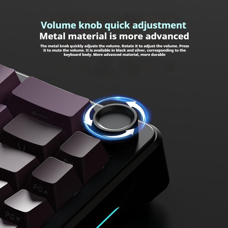 Compact Hot‑Swappable Wireless Mechanical Keyboard with RGB Lighting, 4000 mAh Battery & Rotary Knob