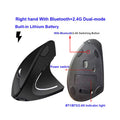 3D Right-Hand Vertical Ergonomic Wireless Mouse – Bluetooth & 2.4 GHz, Rechargeable Gaming & Productivity