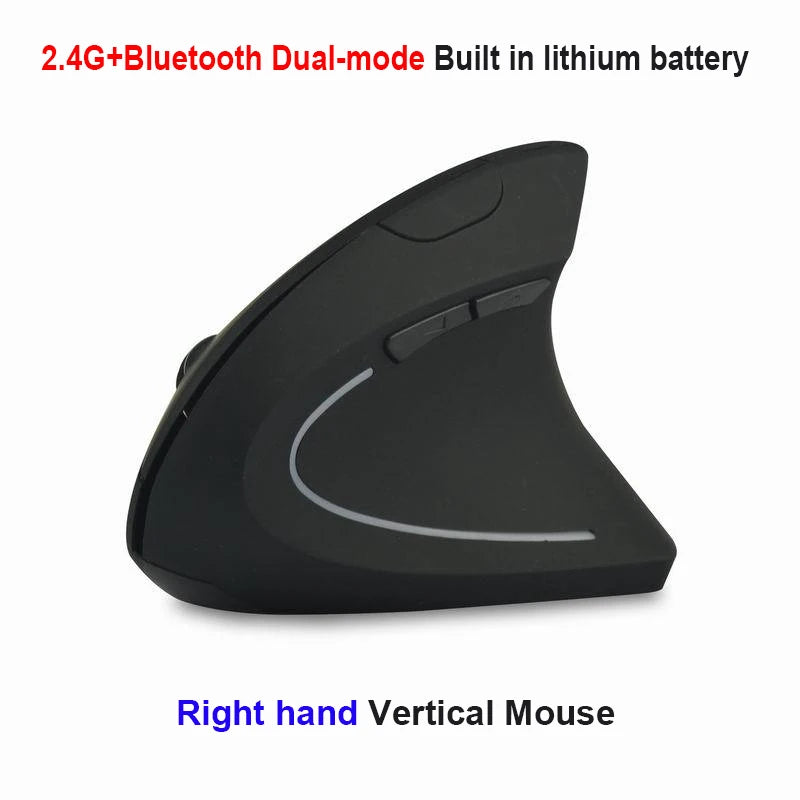 3D Right-Hand Vertical Ergonomic Wireless Mouse – Bluetooth & 2.4 GHz, Rechargeable Gaming & Productivity