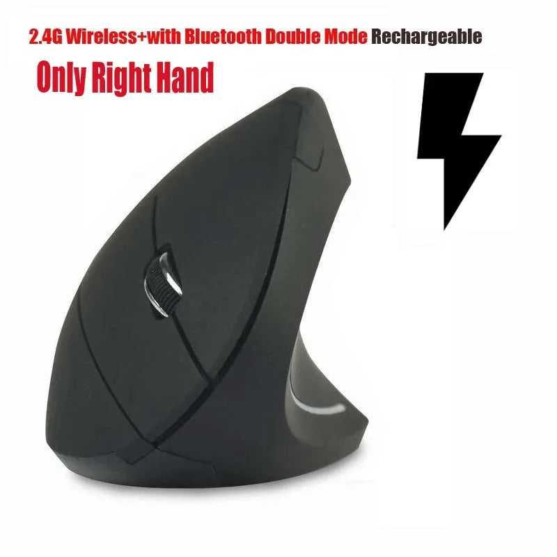 3D Right-Hand Vertical Ergonomic Wireless Mouse – Bluetooth & 2.4 GHz, Rechargeable Gaming & Productivity